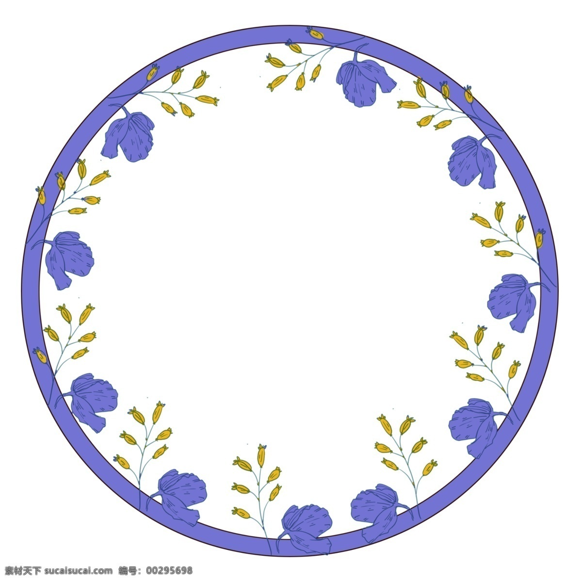 紫色 花环 漂亮 边框 紫色圆环边框 紫色花装饰 春天春季边框 边框花环插画 漂亮花环插画 紫色花环