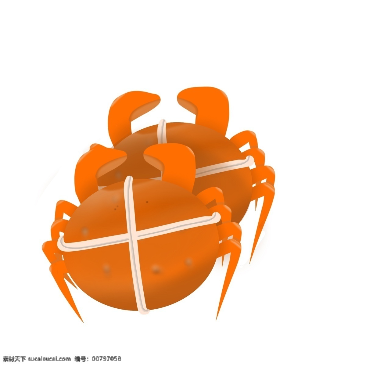 白色 绳子 绑 螃蟹 卡通 橘色 元素 装饰图案