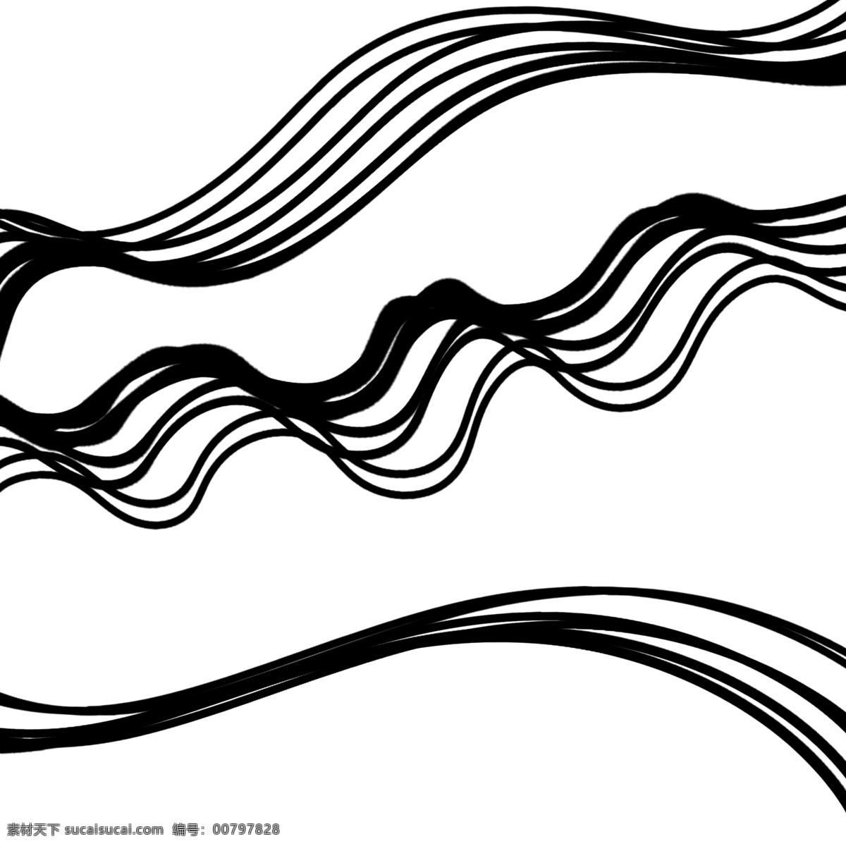 黑色 简洁 通用 波浪 线 装饰 海洋 海浪 大海 浪花 水纹 线条 抽象 几何 极简 幻想 海产 海鲜渔业 液体 流动
