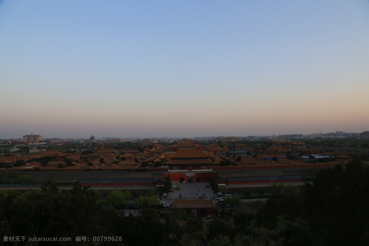 故宫 古建筑 北京 景山公园 黄昏 日落 阴天 建筑园林 建筑摄影