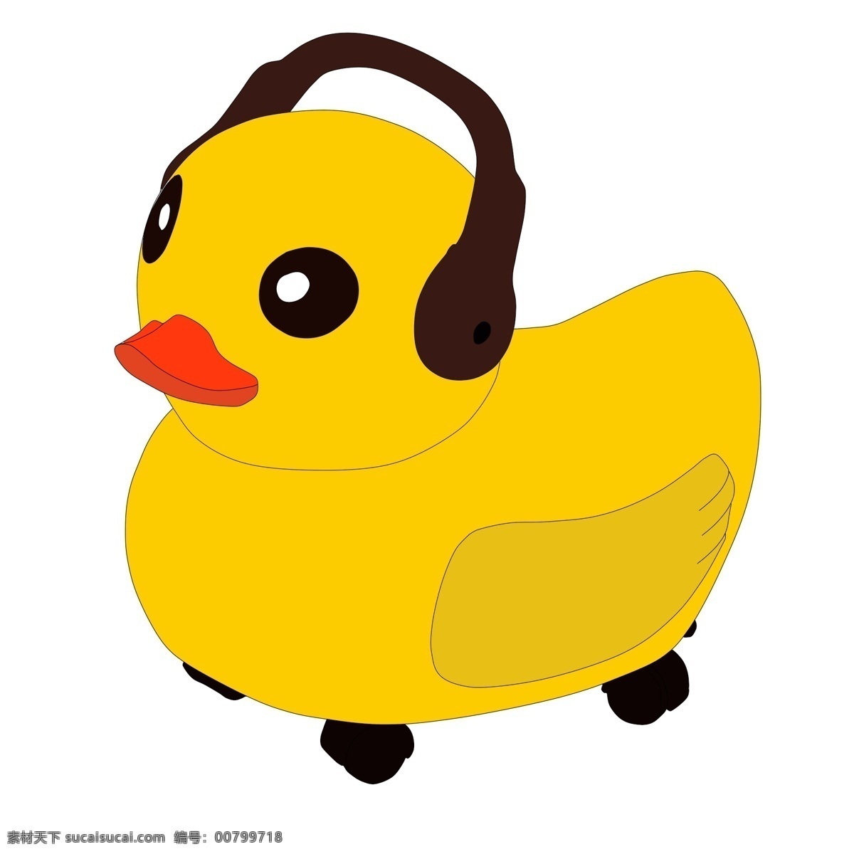 黄色 小鸭 玩具 插图 黄色的小鸭 婴儿玩具 漂亮 插画 棕色的手把 红色的嘴巴 卡通小鸭玩具
