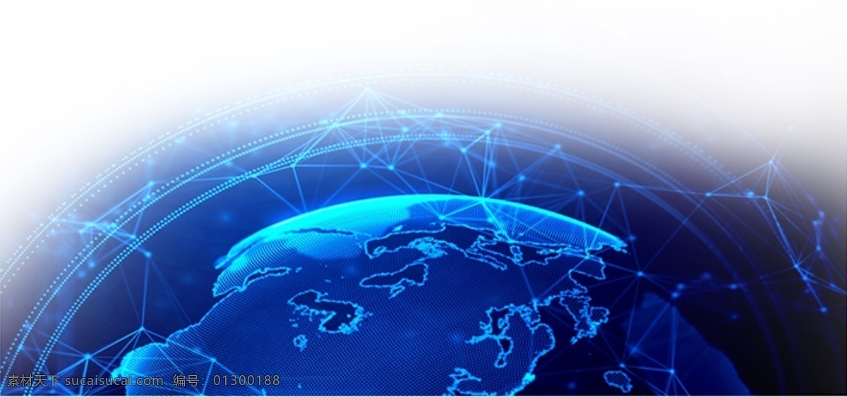 蓝色 地球 科技 感 区块链 智能 物联网 创意