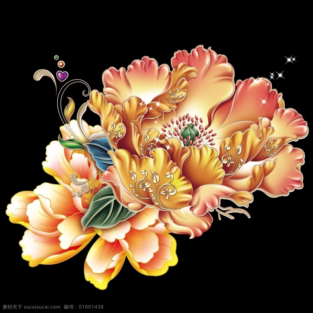 牡丹花 牡丹 透明背景 金边牡丹 牡丹素材 花朵 分层