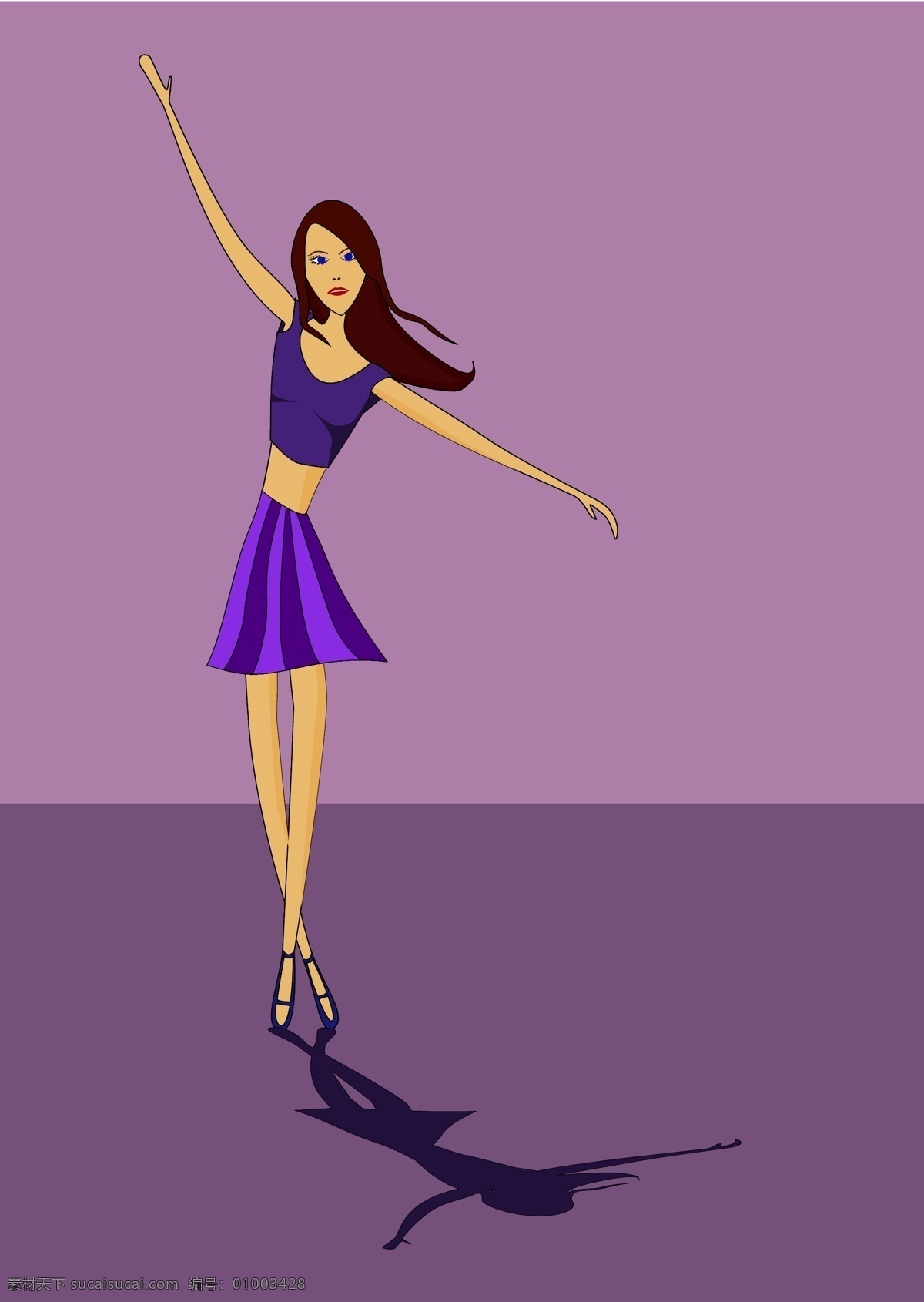 跳舞 女孩 背景 跳舞女孩 舞蹈 紫色卡通衣服 矢量图 矢量人物