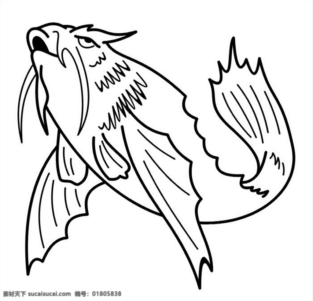 鱼 矢量图 雕刻 图 线描鱼 鱼素材 鱼图案 黑白鱼 金鱼 鱼雕刻图 鱼矢量图 手绘鱼 生物世界 鱼类