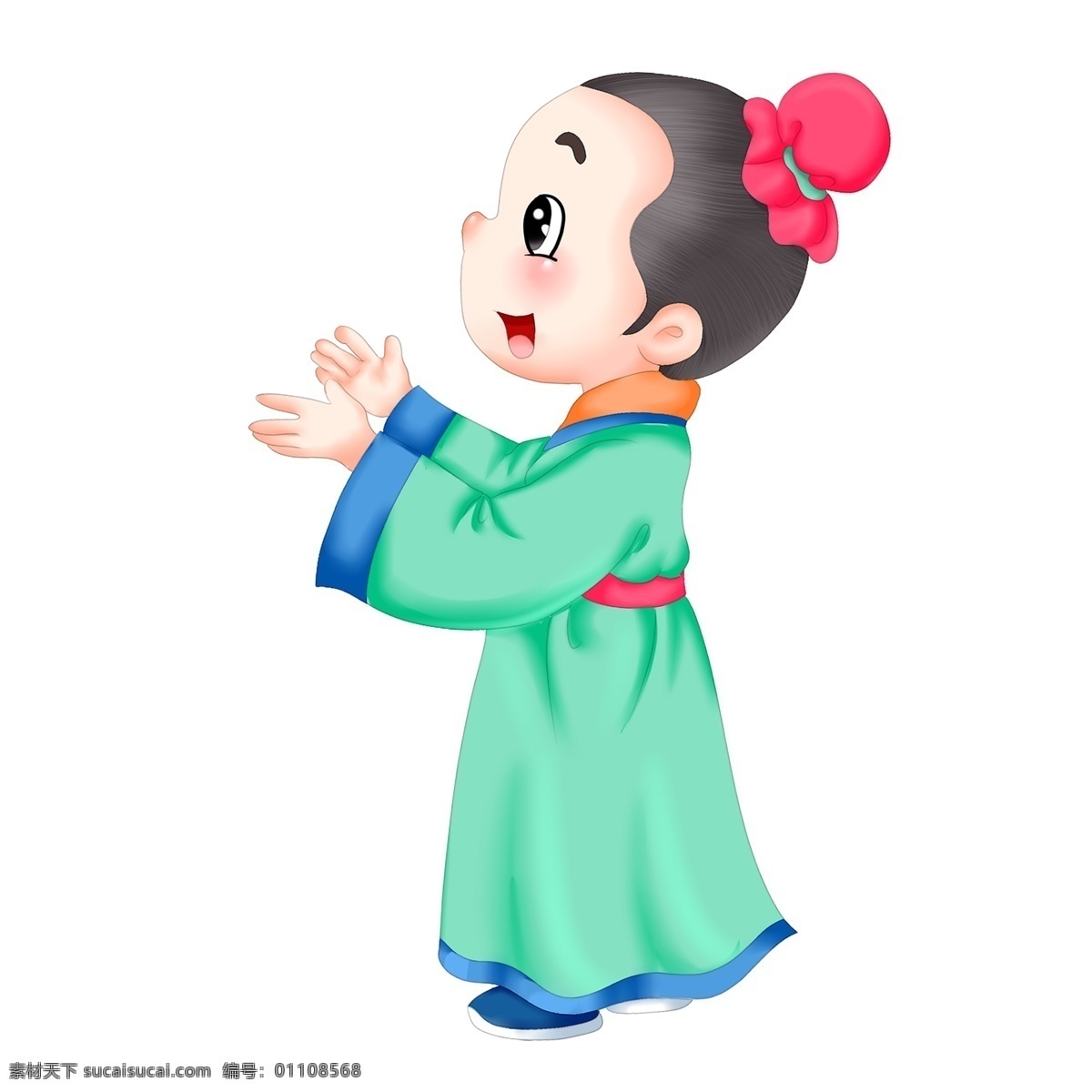 q 萌 可爱 古代 男子 卡通 人物 插画 q萌 书生 男孩 侧面