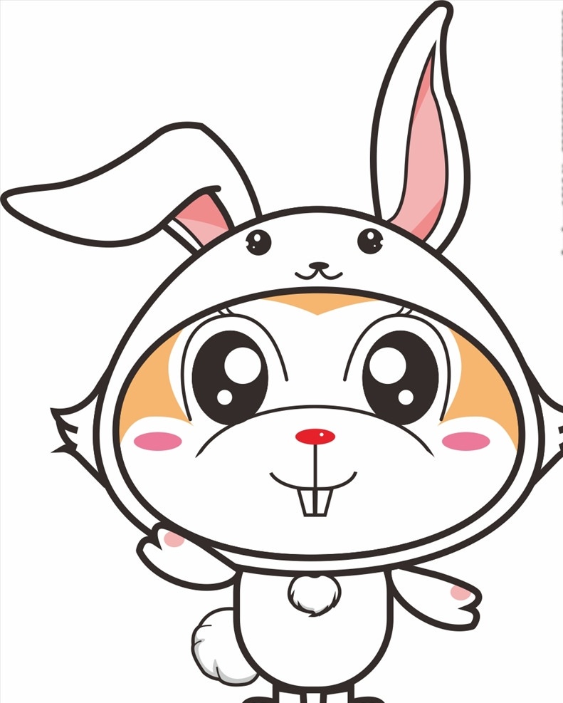 中秋节 兔子 装扮 老鼠 卡通 白色