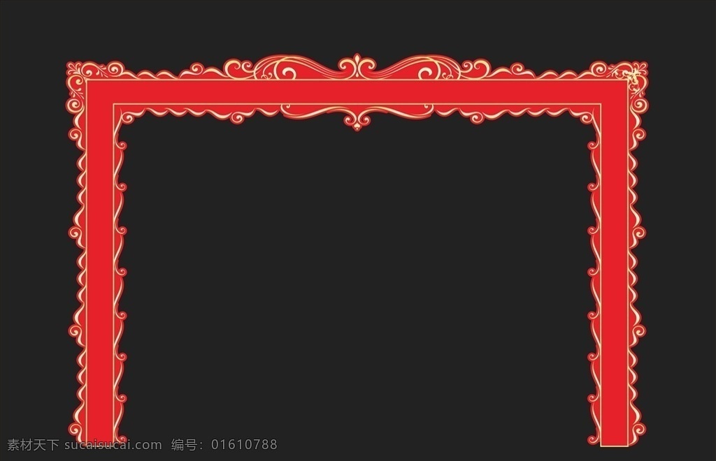 婚礼欧式拱门 拱门 门口装饰 红色 金色 欧式花纹 婚礼 求婚 商业拱门 花边 边框 图框 矢量素材 婚礼素材 底纹边框 其他素材
