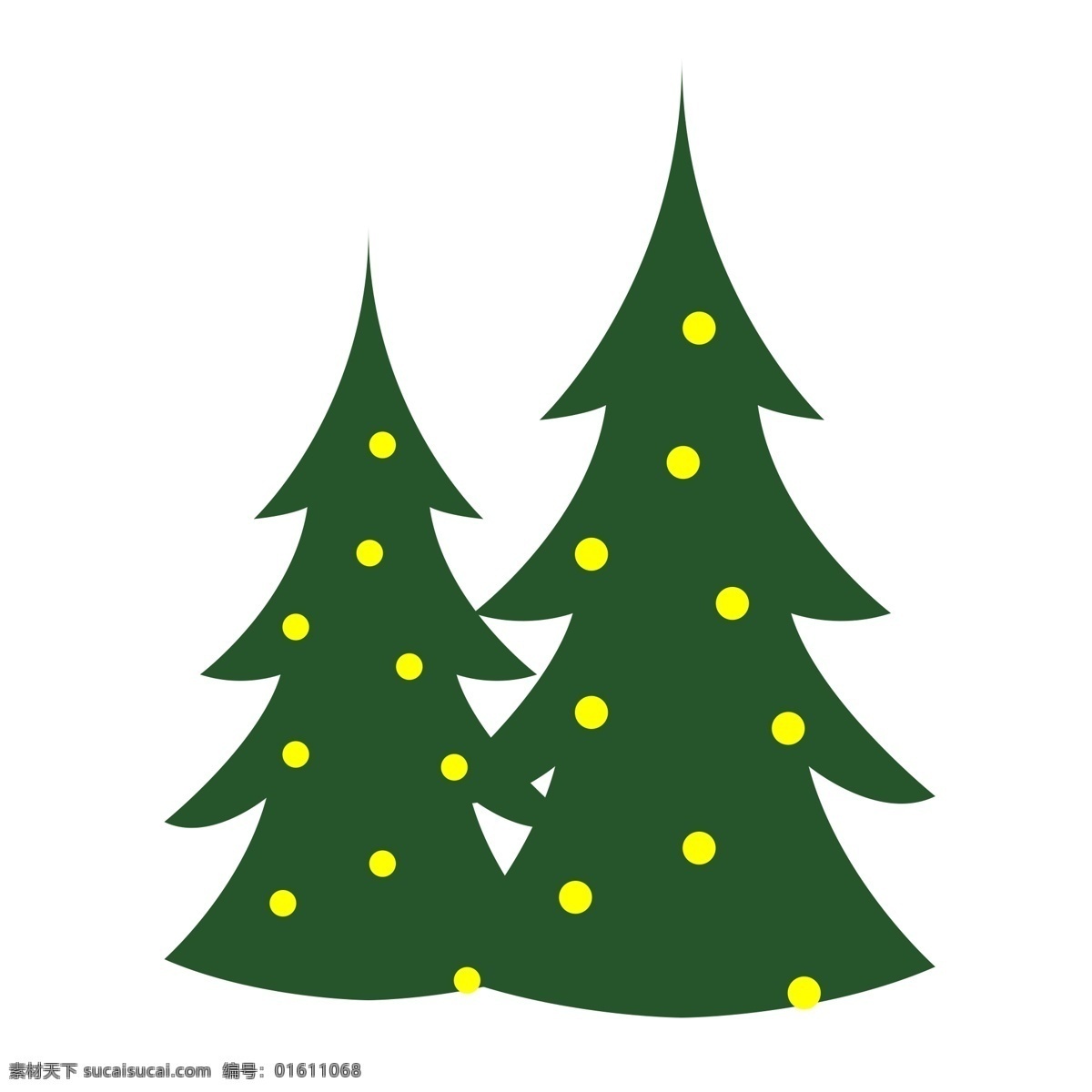 手绘 绿色 圣诞树 卡通 透明 树木 小树 水彩 浪漫 清雅 装饰图案 免扣素材 透明素材