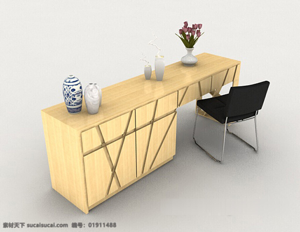 现代 简单 桌椅 组合 3d 模型 3d模型下载 3dmax 中式风格模型 白色
