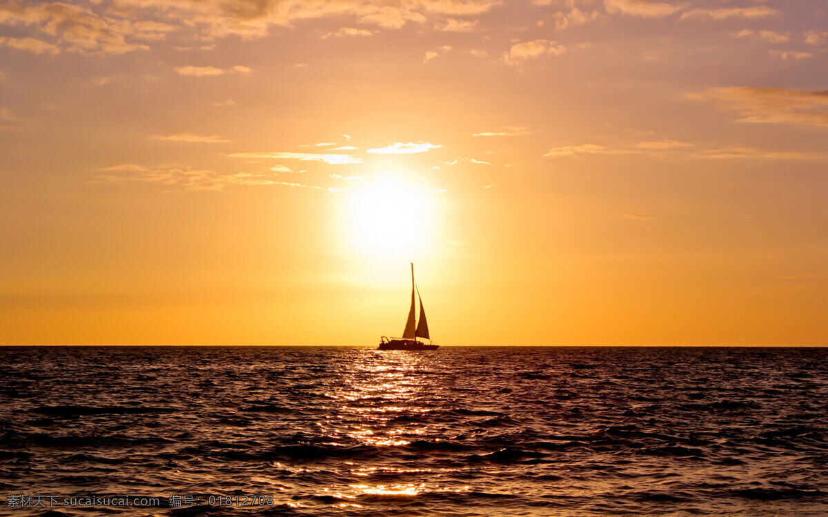 海上 黄昏 大海 帆船 日落 夕阳 风景 生活 旅游餐饮