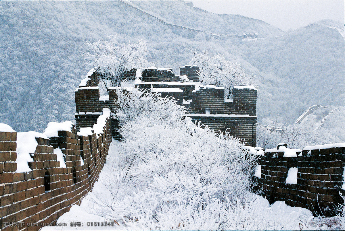 长城 古长城 冬季 白雪 雪松 白茫茫一片 国内旅游 旅游摄影 灰色