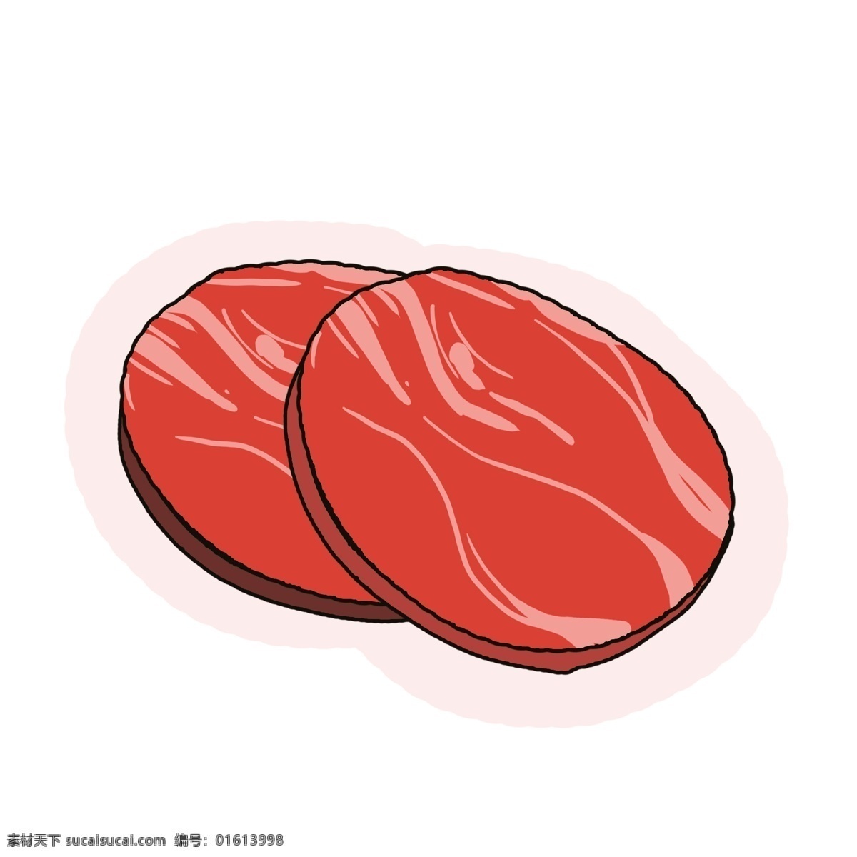 食材火腿肉类 食材 火腿 肉类 手绘 清新 可爱