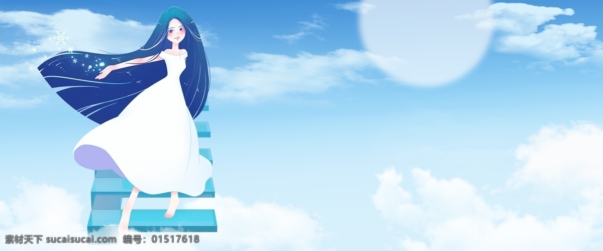 唯美 文艺 插图 banner 矢量插图 猫 漫画 治愈 美女 背景随意配图 自由 板 绘 星球 女孩 天空唯美 卡通