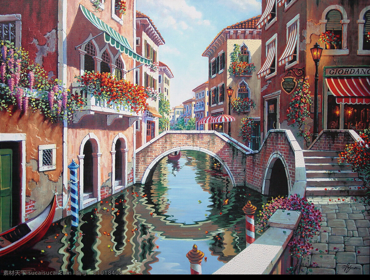 威尼斯风光 bob pejman 油画 rendez vous in venice 威尼斯 小桥 房子 风景 绘画书法 文化艺术