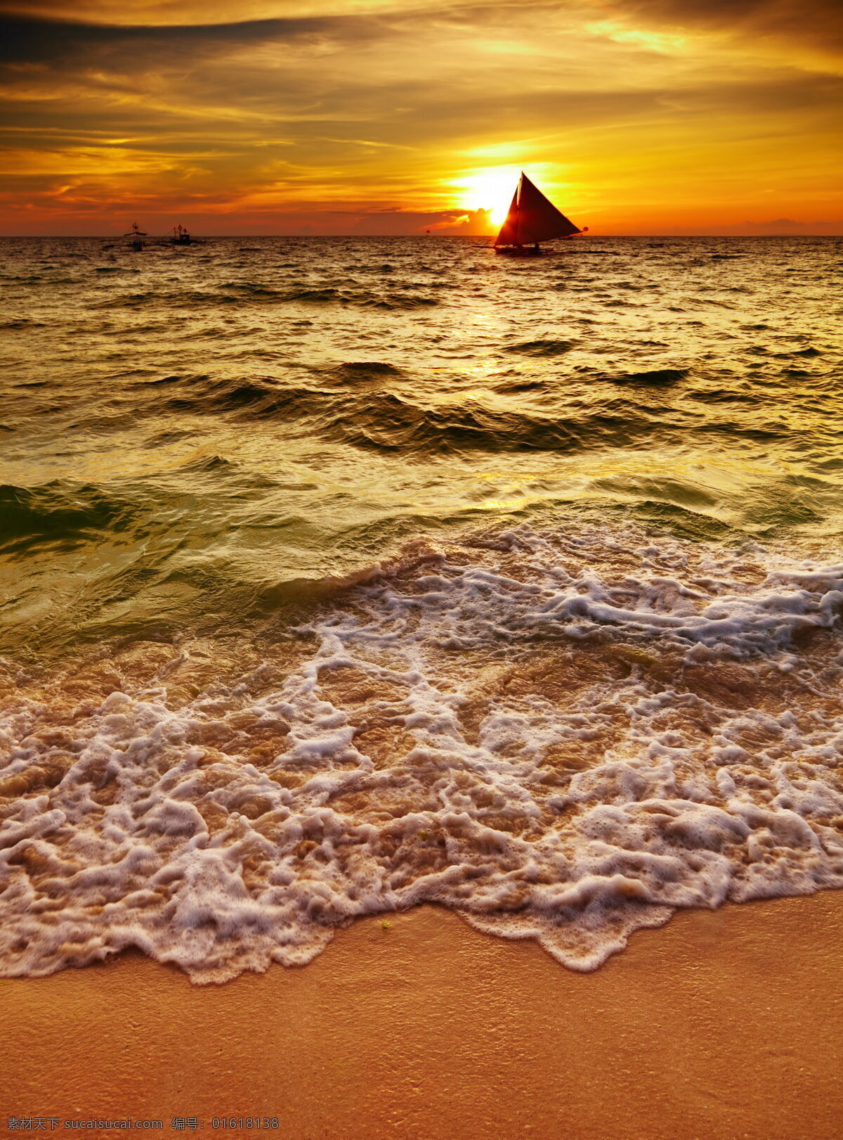 黄昏 夕阳 大海 海水 潮水 海浪