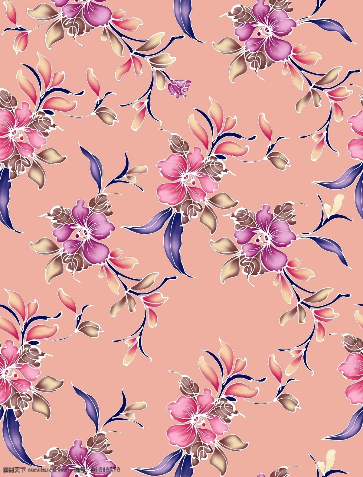 背景 数码 印花 丝巾 数码印花设计 服装设计 叶子花卉 背景素材 旗袍 花型