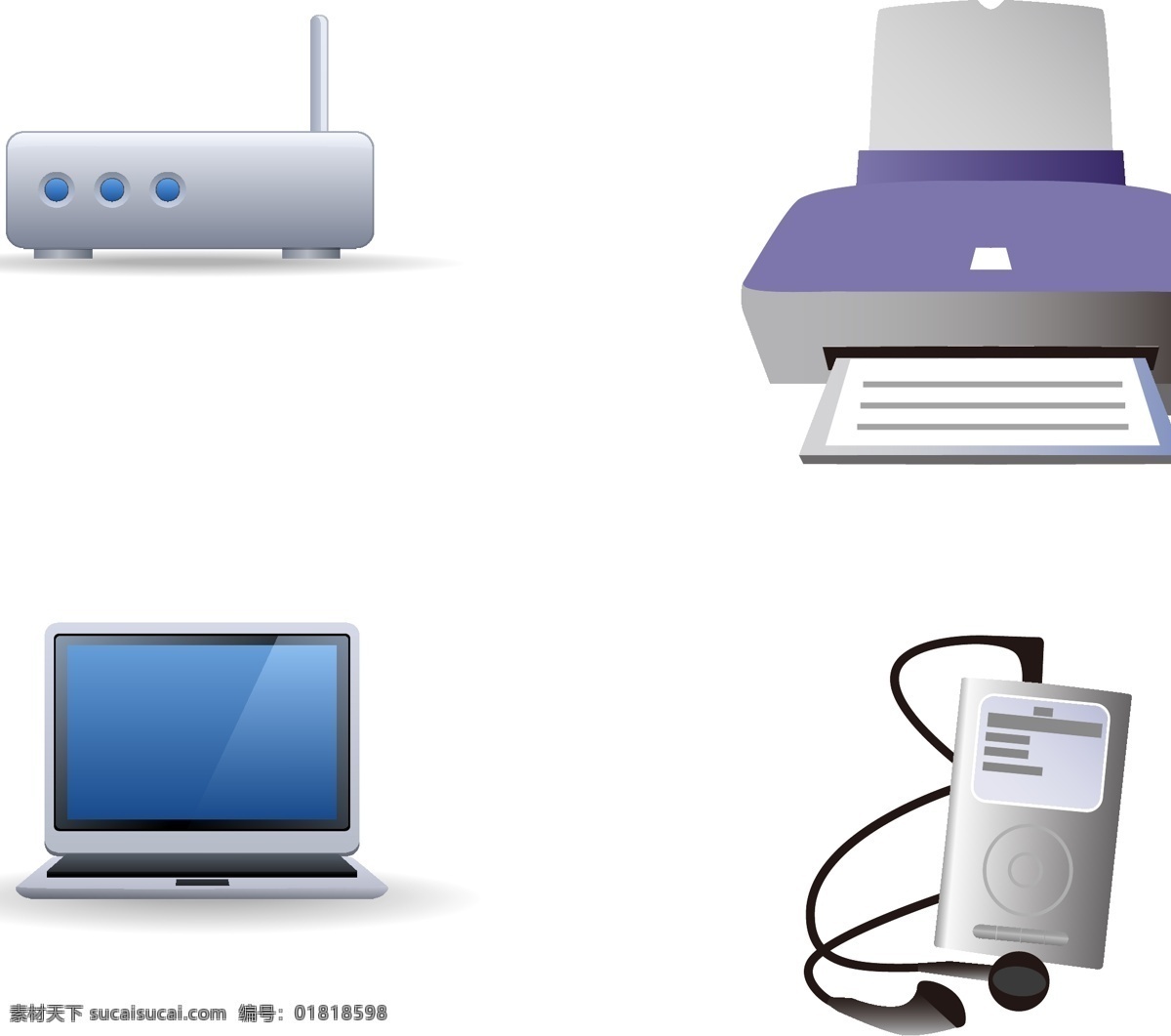电子类 拟 物 图标 打印机 路由器 游戏机 随身听 鼠标屏幕 原创设计 其他原创设计