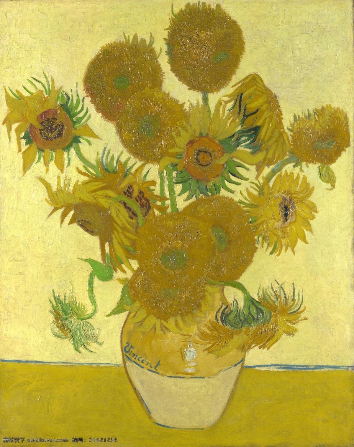 sunflowers 花卉 水果 蔬菜 器皿 静物 印象 画派 写实主义 油画 装饰画 gogh van vincent 荷花 玫瑰 百合 鲜花 实物 家居装饰素材