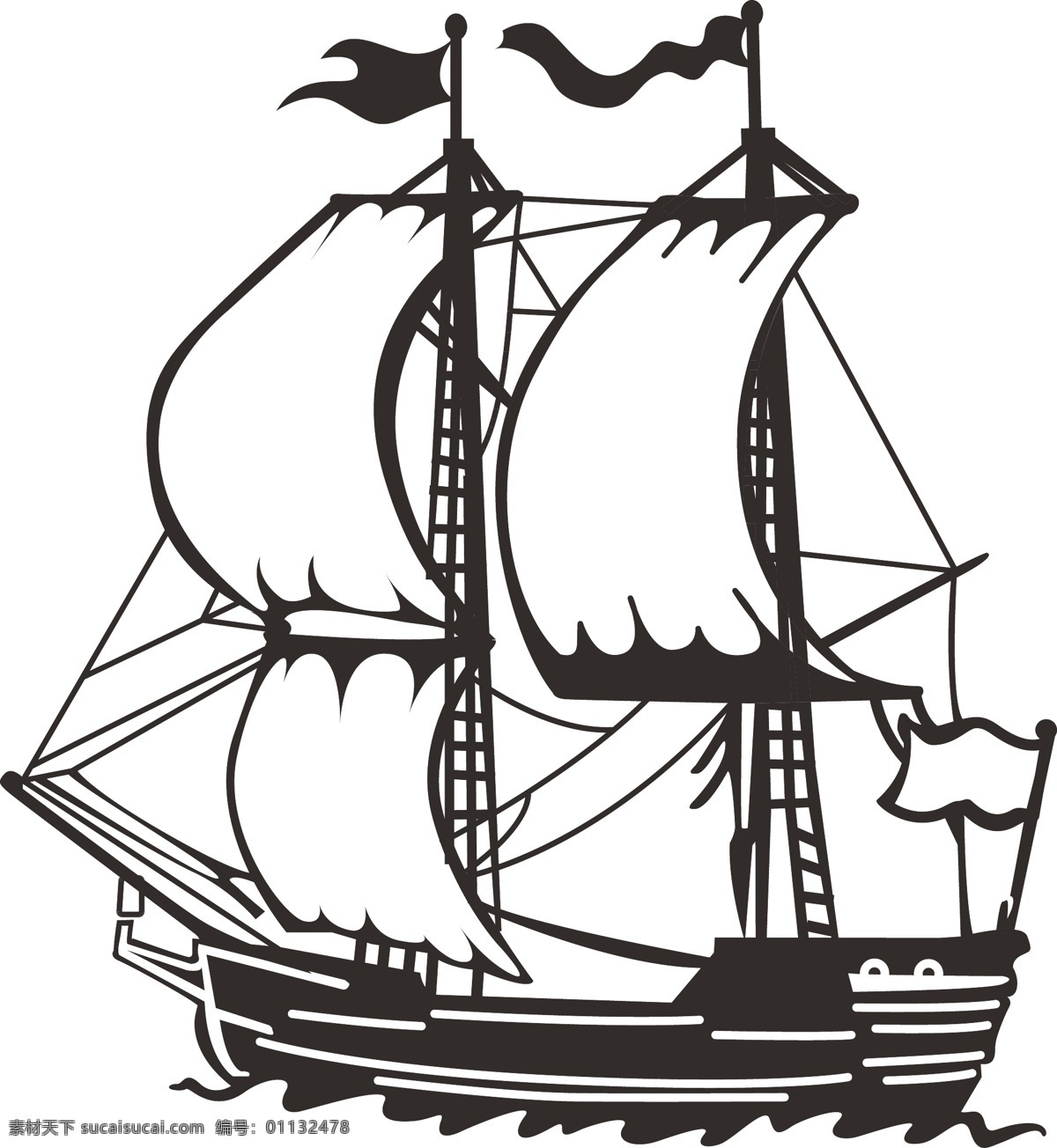 欧式 帆船 矢量图 复古帆船 欧式帆船 复古交通工具 帆船矢量图 帆布 矢量图插 现代科技 交通工具 白色