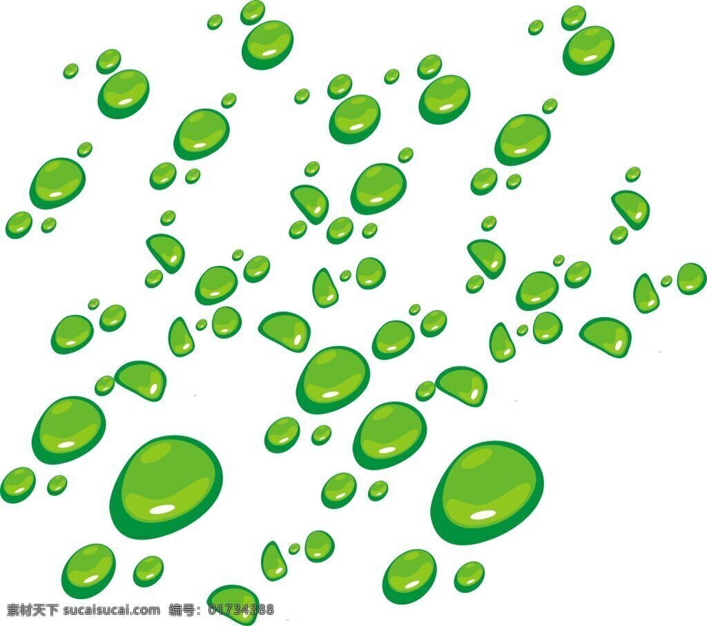 漂浮绿色水滴 水滴素材 绿色水滴 适量水滴