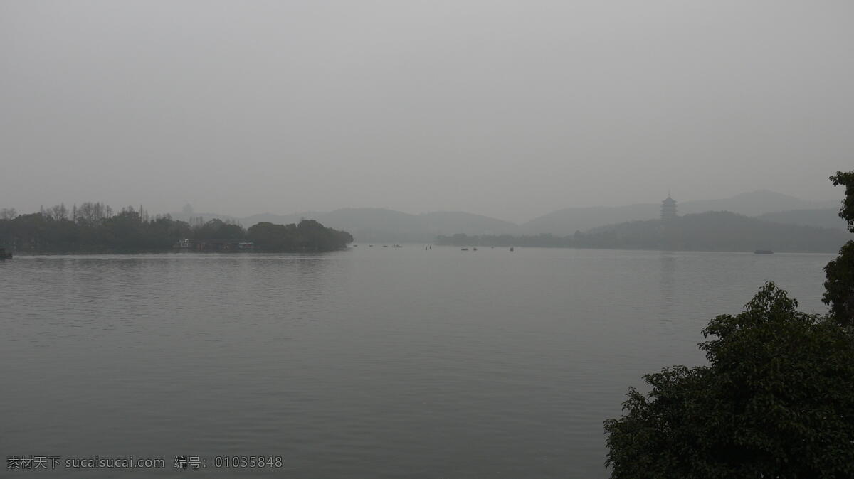 西湖 湖水 风景 自然景观 雷峰塔 山水风景