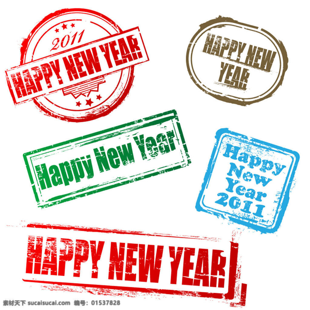 新 年 邮戳 新的一年 2011 快乐的邮戳 邮票 矢量素材 其他载体 底纹边框 背景底纹