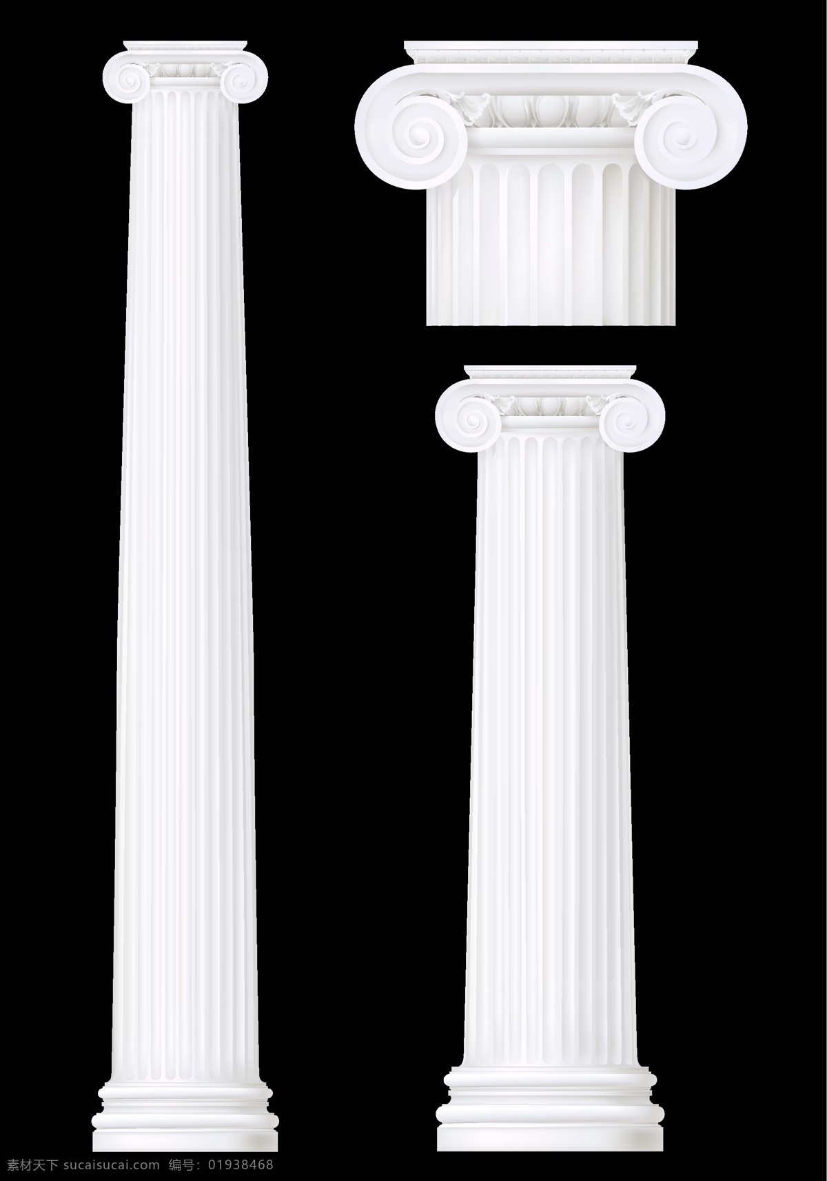 光滑 洁白 古罗马 柱 光滑洁白 古罗马柱 柱子 建筑 生活百科 矢量素材 黑色