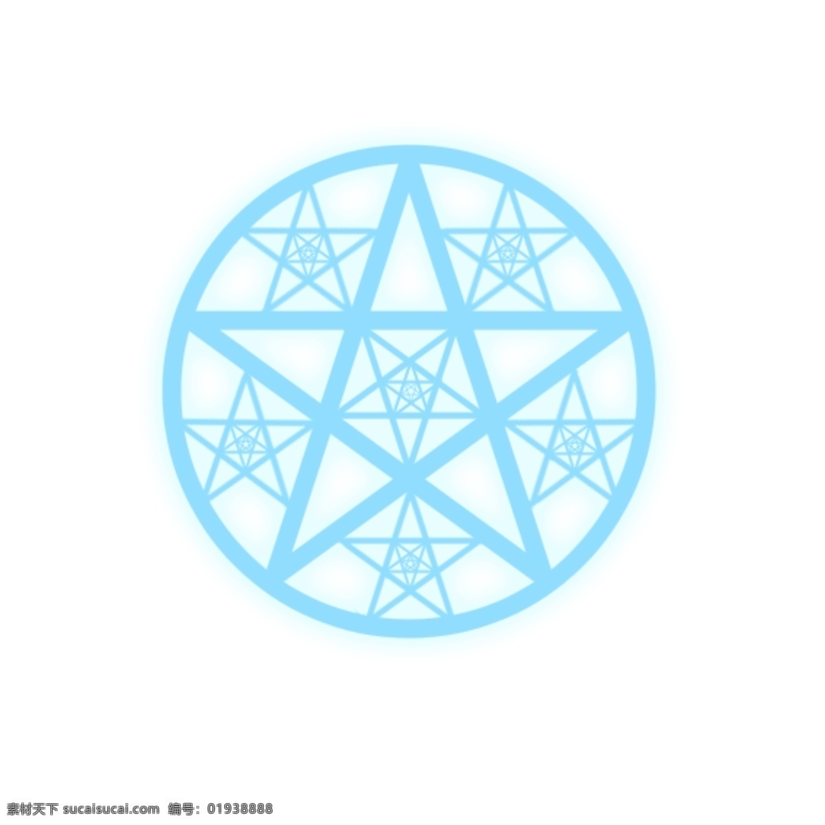 蓝色 五角星 魔法 图案 透明 底 圆形 符文 光圈 光效 光环 免抠图 装饰图 光束 光点 插画 魔法阵 圆环发光