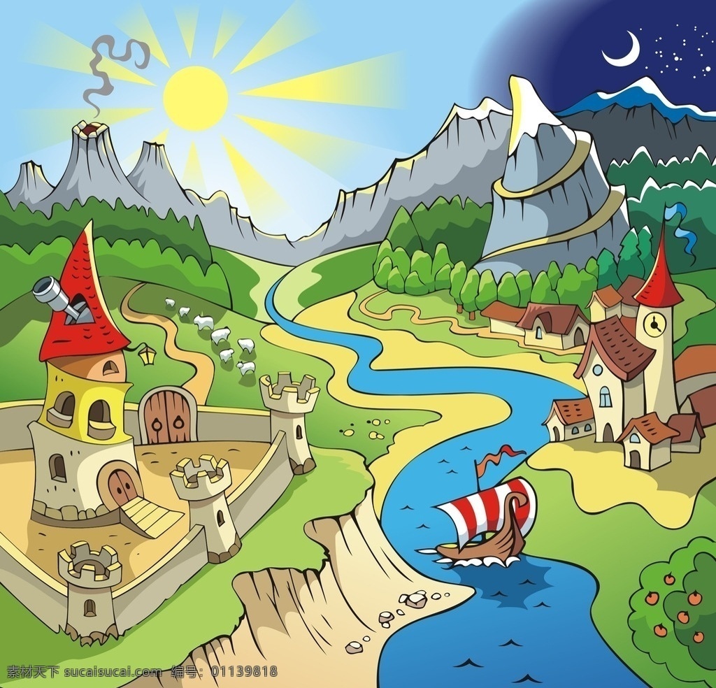 卡通城堡 卡通城堡矢量 卡通 城堡 游戏城堡 欧式城堡