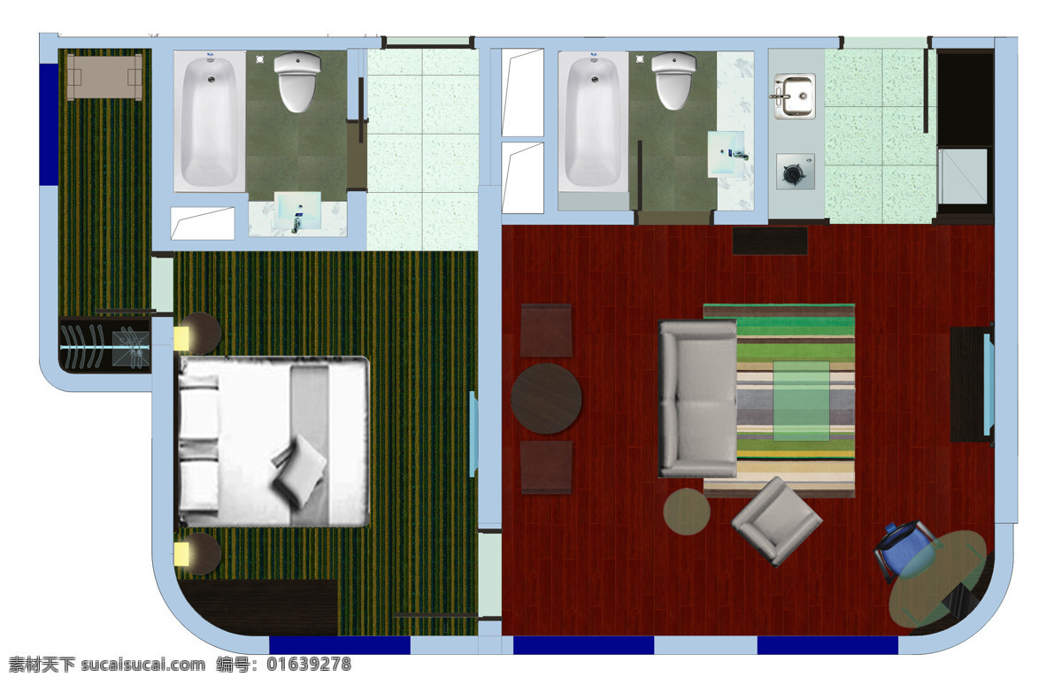 酒店 公寓 平面图 环境设计 室内设计 样板房 彩平面 酒店客房公寓 家居装饰素材