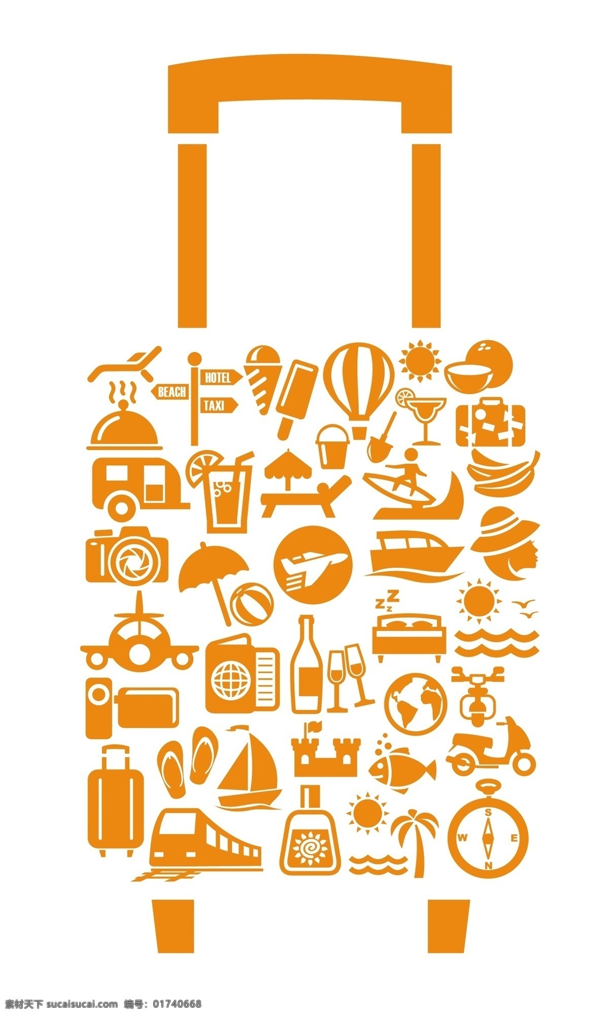 红色 行李箱 矢量 旅游 地标 海报 装饰图案 设计元素 免费图标 源文件 拉杆 收缩