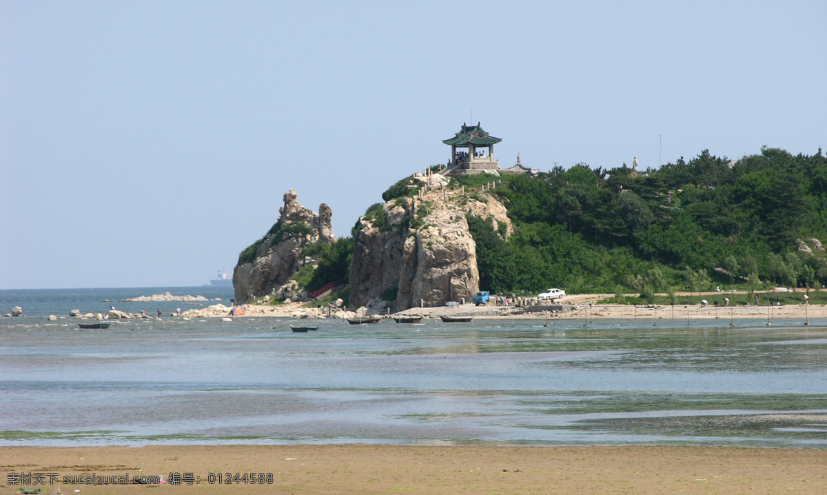 北戴河风景 鸽子窝 大海 凉亭 蓝天 自然风景 自然景观