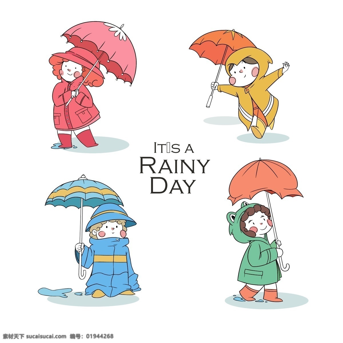 卡通 下雨 季节 卡通儿童 雨伞 伞 幼儿插画 雨衣 卡通雨伞 下雨天 雨季 雨伞广告 人物图库 儿童幼儿