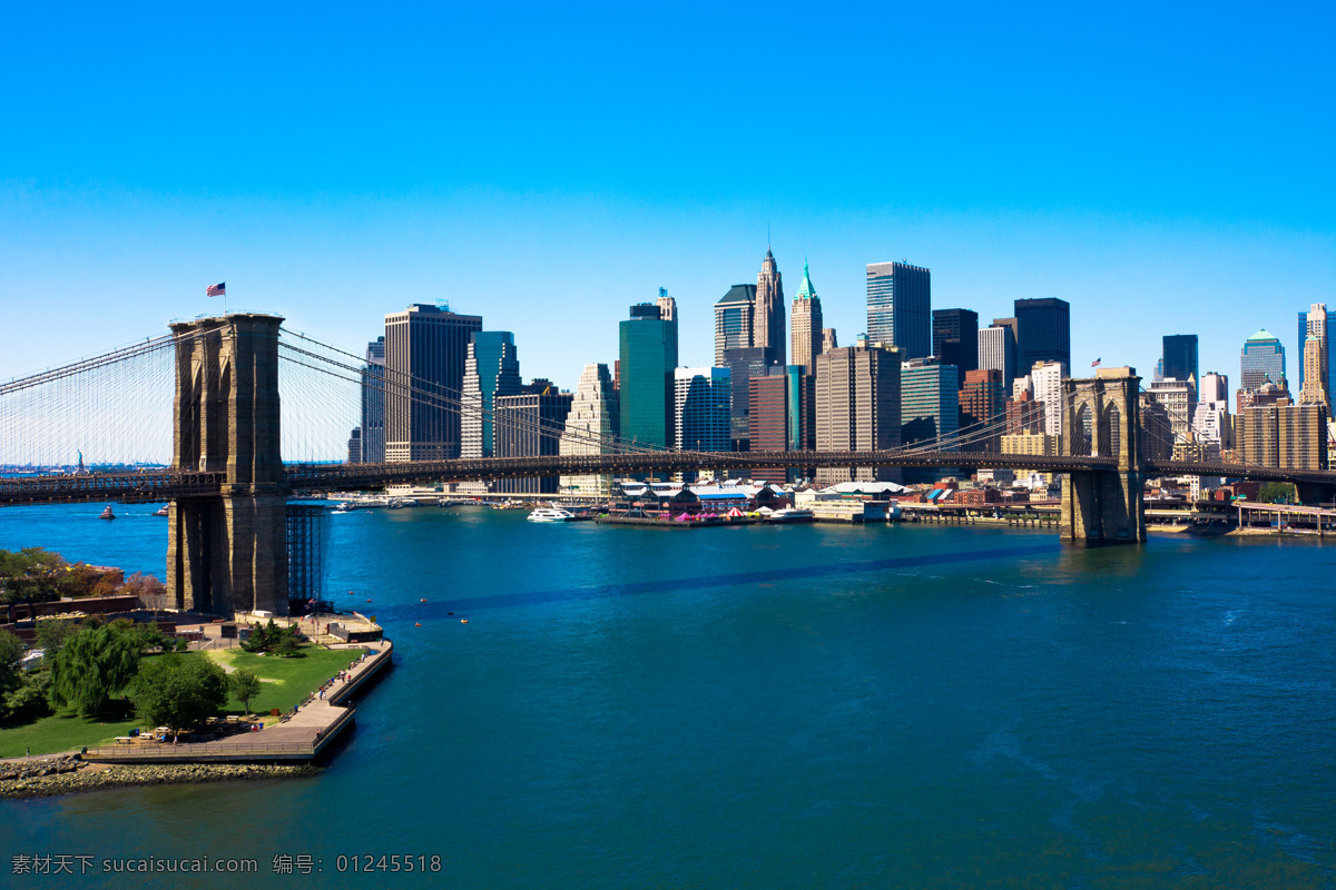 纽约城市 城市建筑 桥梁 城市背景 建筑背景 海水 水面 水纹 大海 高楼大厦 写字楼 自然景观 人文景观