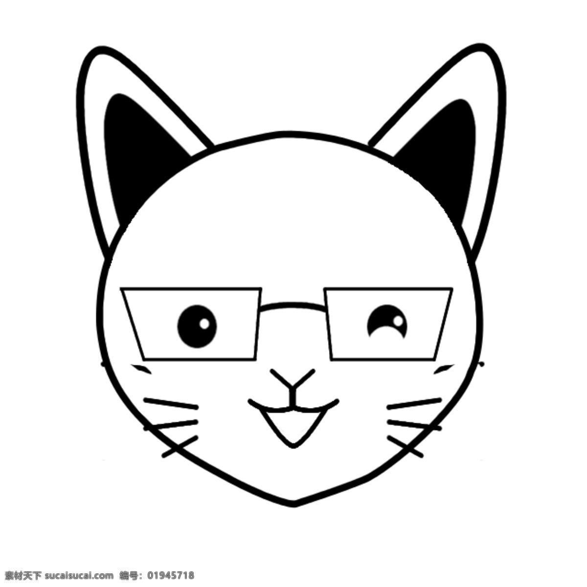 卡通 猫 黑白 图像 头像 原创 自娱自乐 萌 家禽家畜 生物世界