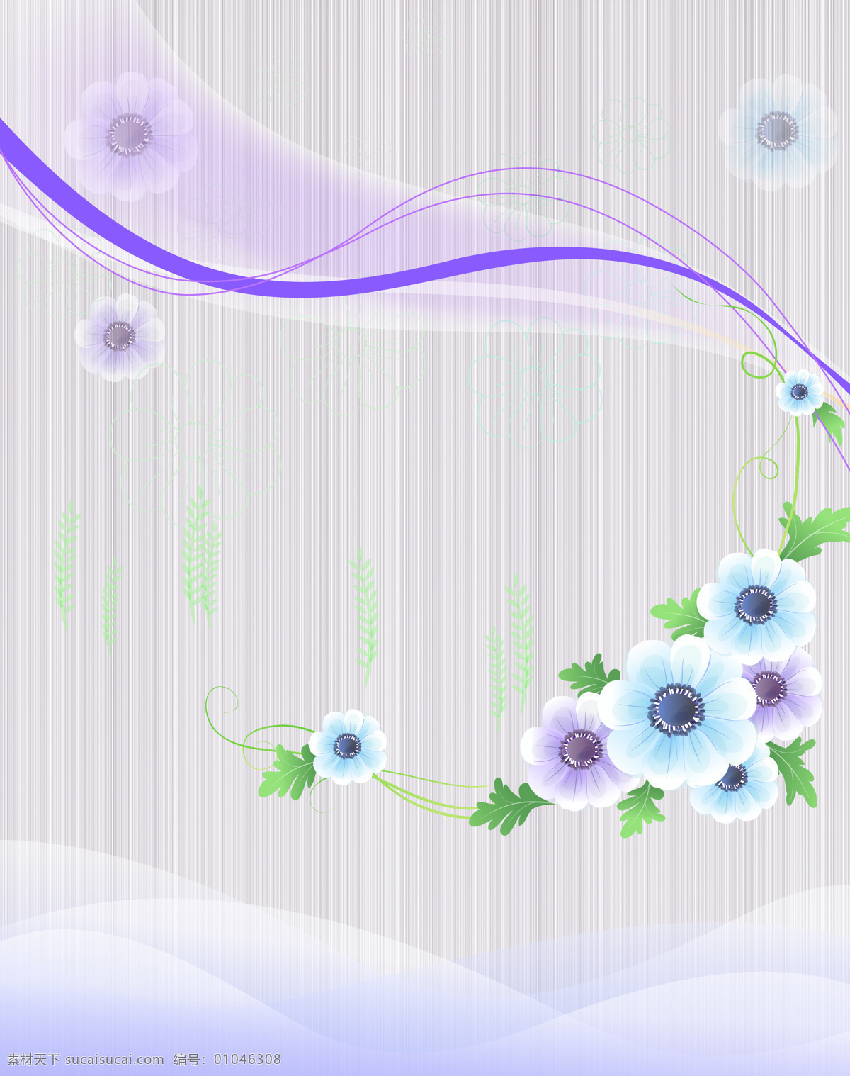 美丽 花朵 室内 移门 创意 画 移门画 漂亮小花 紫色 效果图