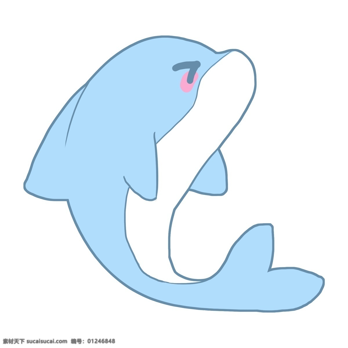 小清新的海豚 手绘动物 蓝色海豚 小海豚