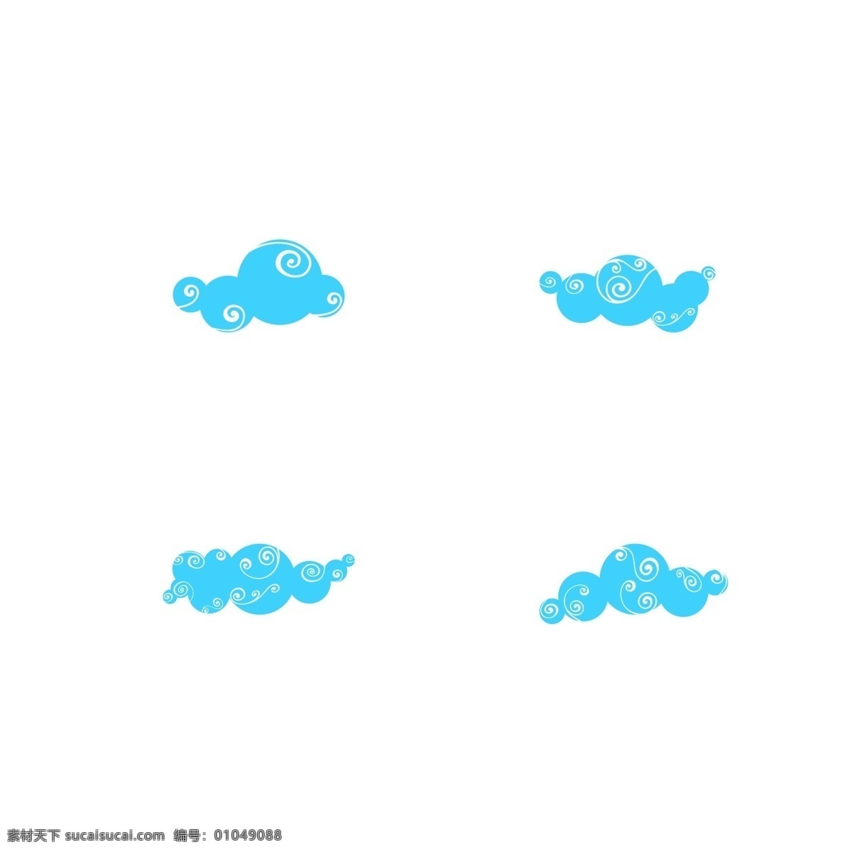 卡通 可爱 手绘 云朵 手绘云朵 手绘祥云 蓝色 卡通云 扁平化 天气 可爱的小云朵 蓝色的云朵