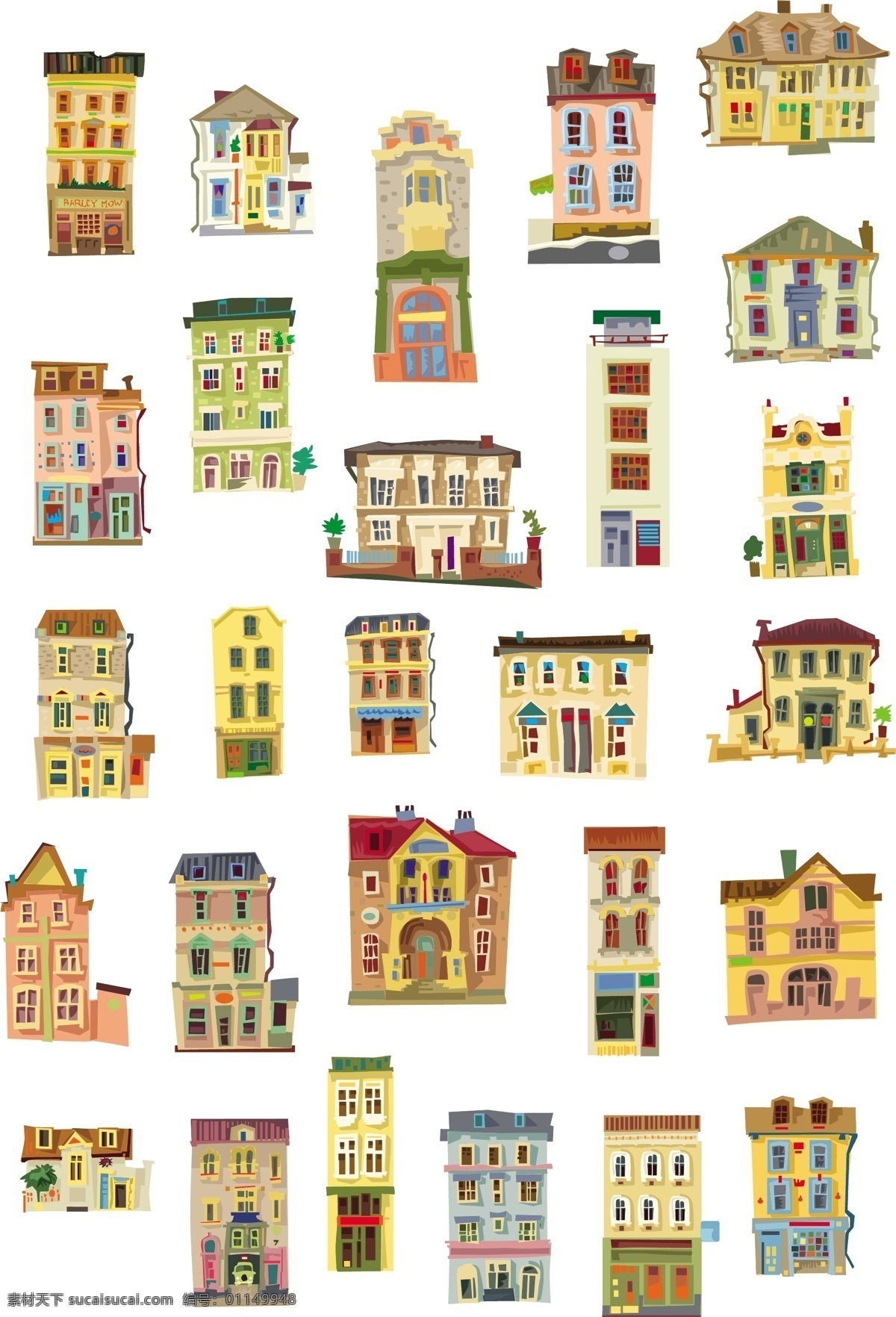 欧式 卡通 小房 子建 筑 矢量 插画 房子 矢量素材 高清 创意设计 装饰图案 设计元素 广告装饰图案