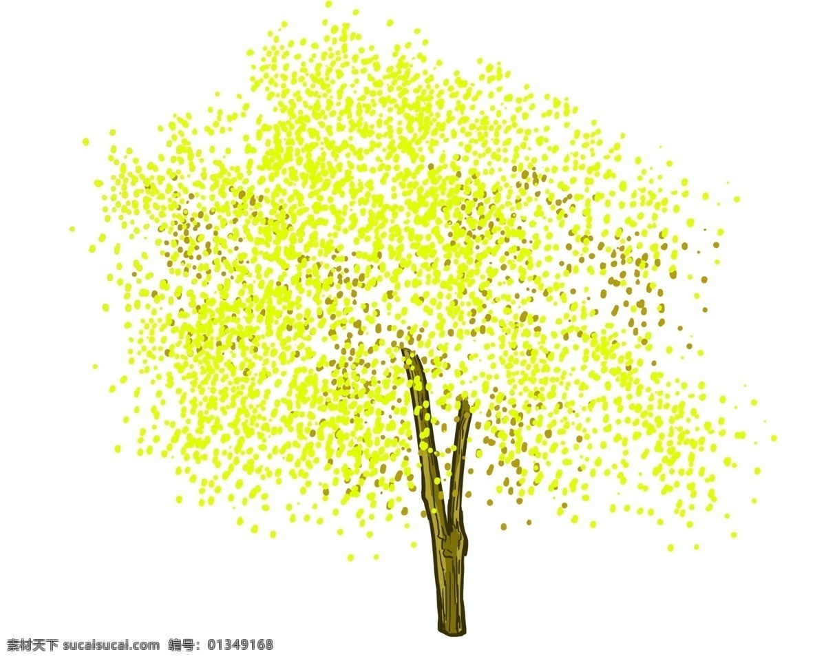 黄色 的卡 通 树木 插画 黄色的叶子 植物插画 精美的植物 黄色大树 植物 卡通植物插画 创意大树