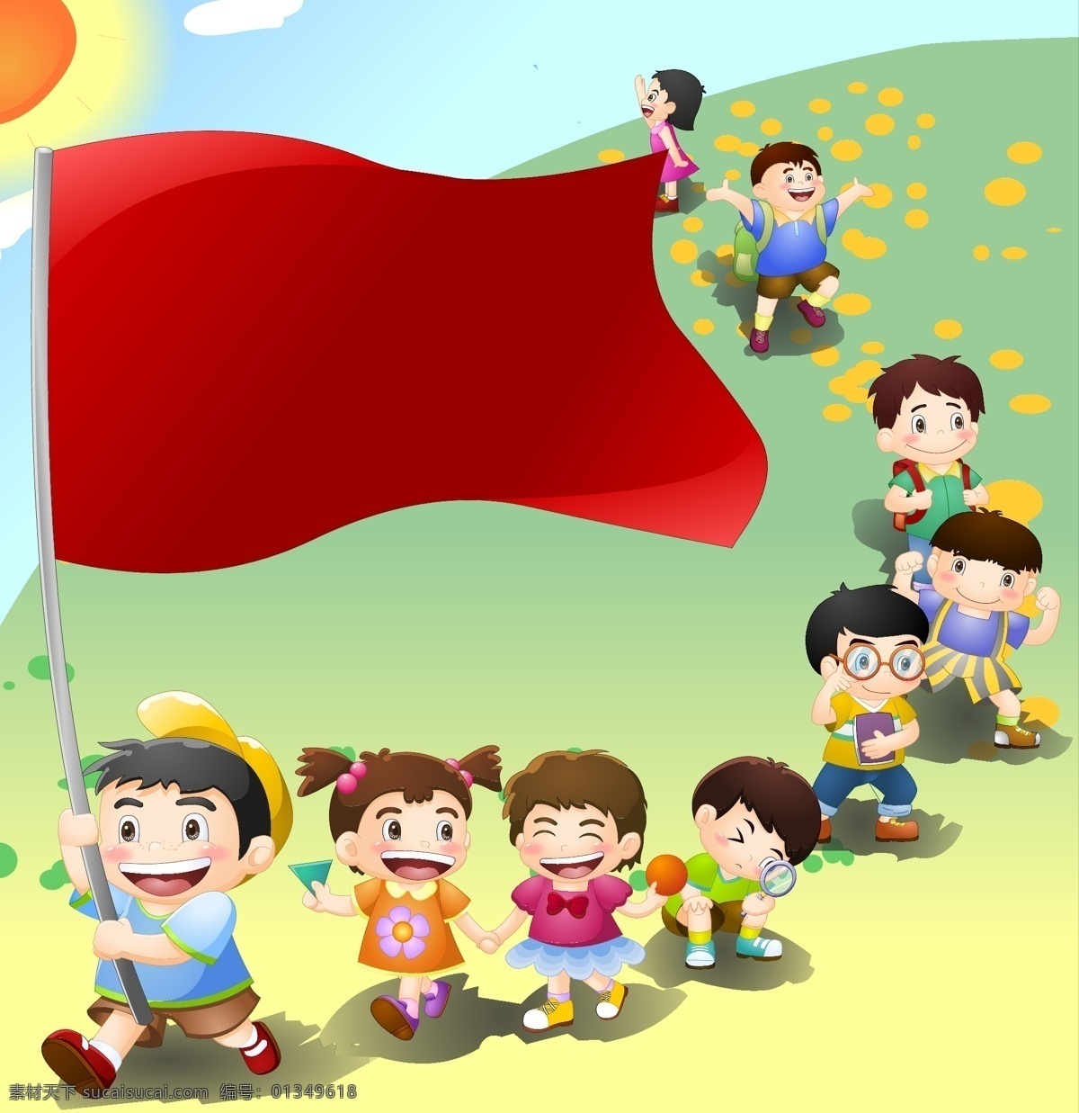 儿童 儿童幼儿 男孩 女孩 排队 矢量人物 团队 小孩 小朋友 向前 少先队员 矢量 模板下载 幼儿园 矢量图