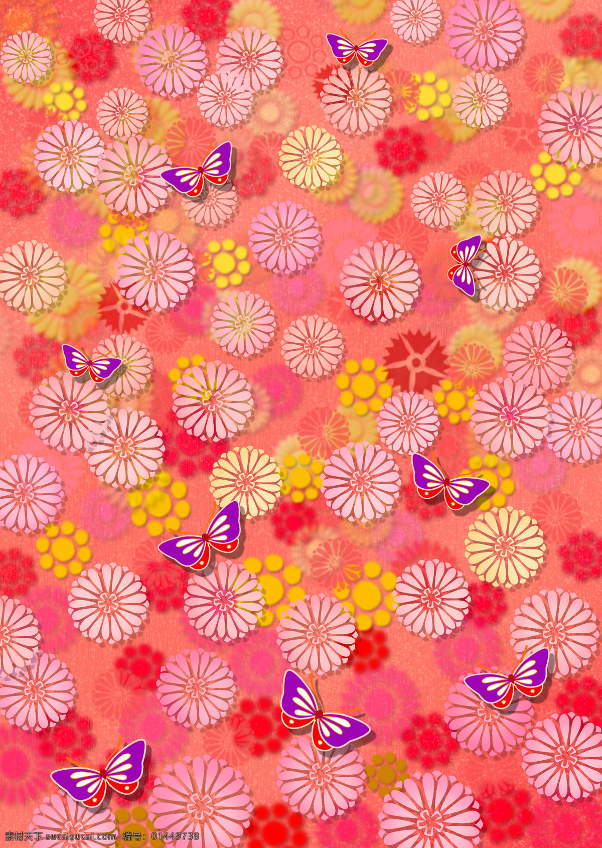 橘 色 邹 菊花 纹 蝶 点缀 背景 图 版面设计背景 版式 橘色 模板设计 设计素材 花纹点缀 背景图片