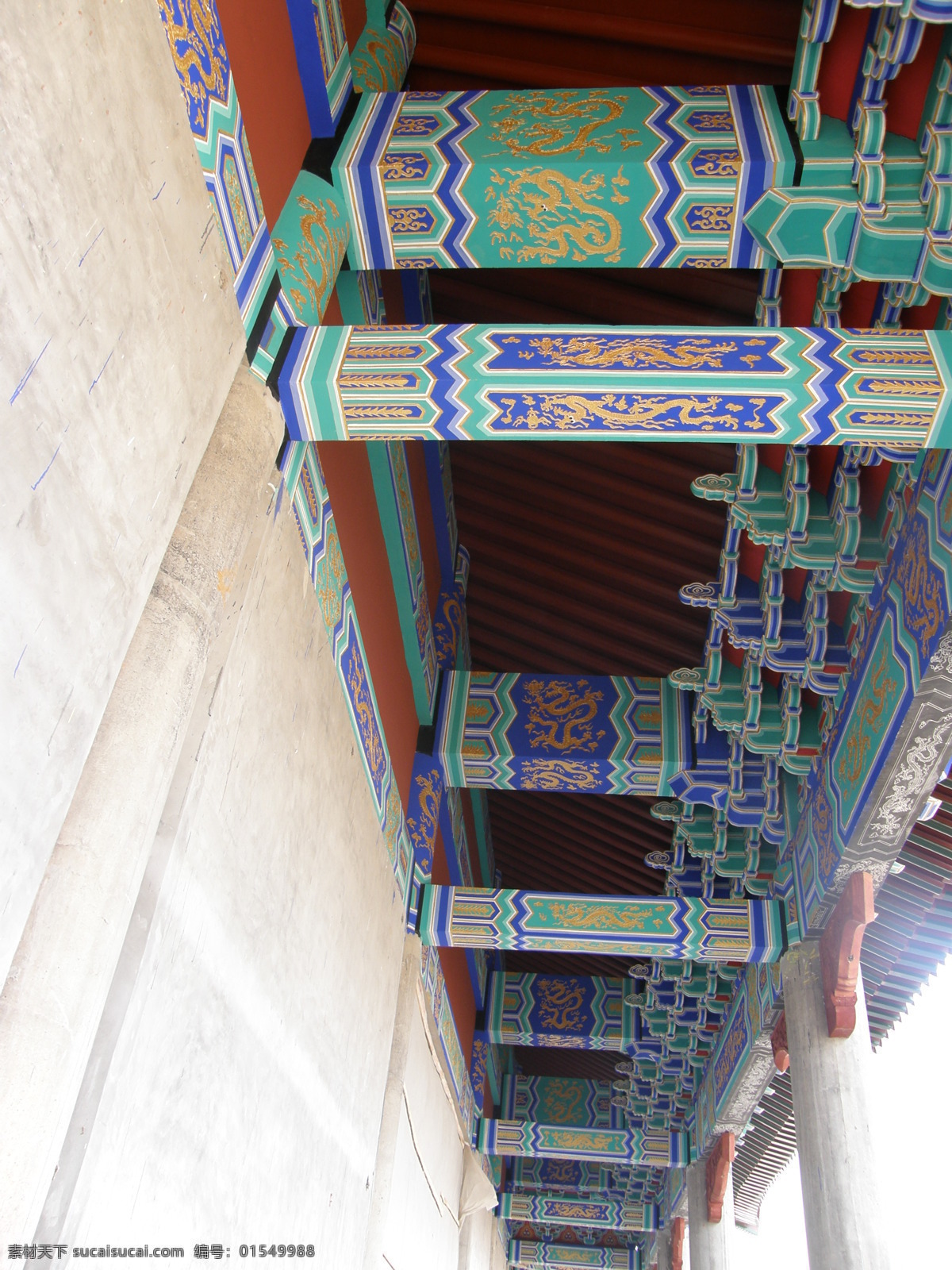 雕廊画栋 建筑绘画 走廊 白色