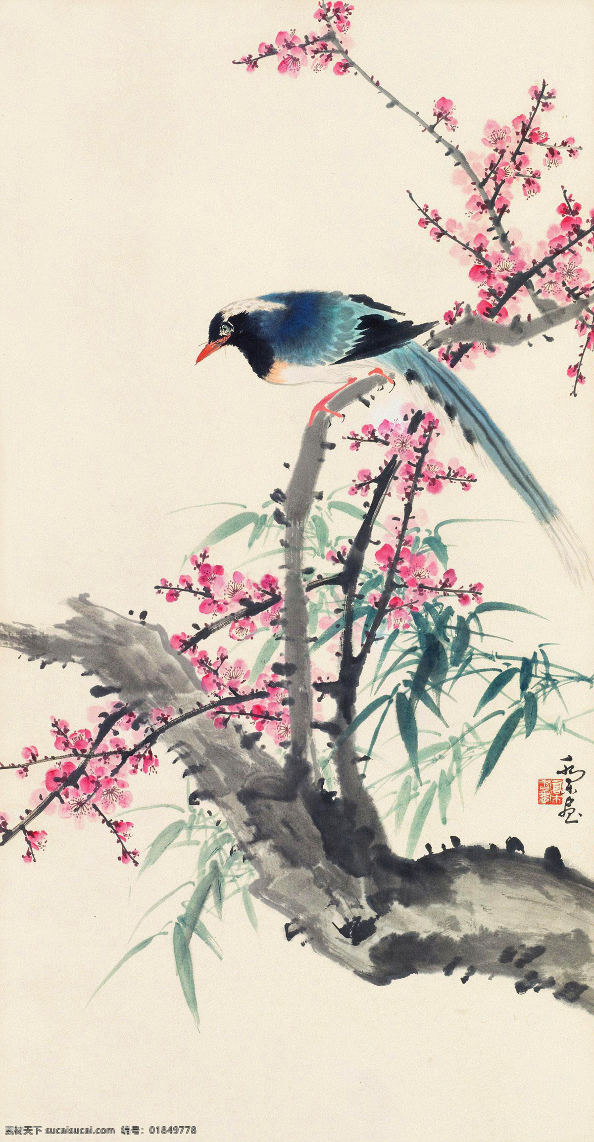 锦鹊 国画 乔木 报春 梅花 腊梅 小鸟 喜鹊 登 梅 唱 枝头 花卉 花鸟 绘画书法 文化艺术 国画乔木