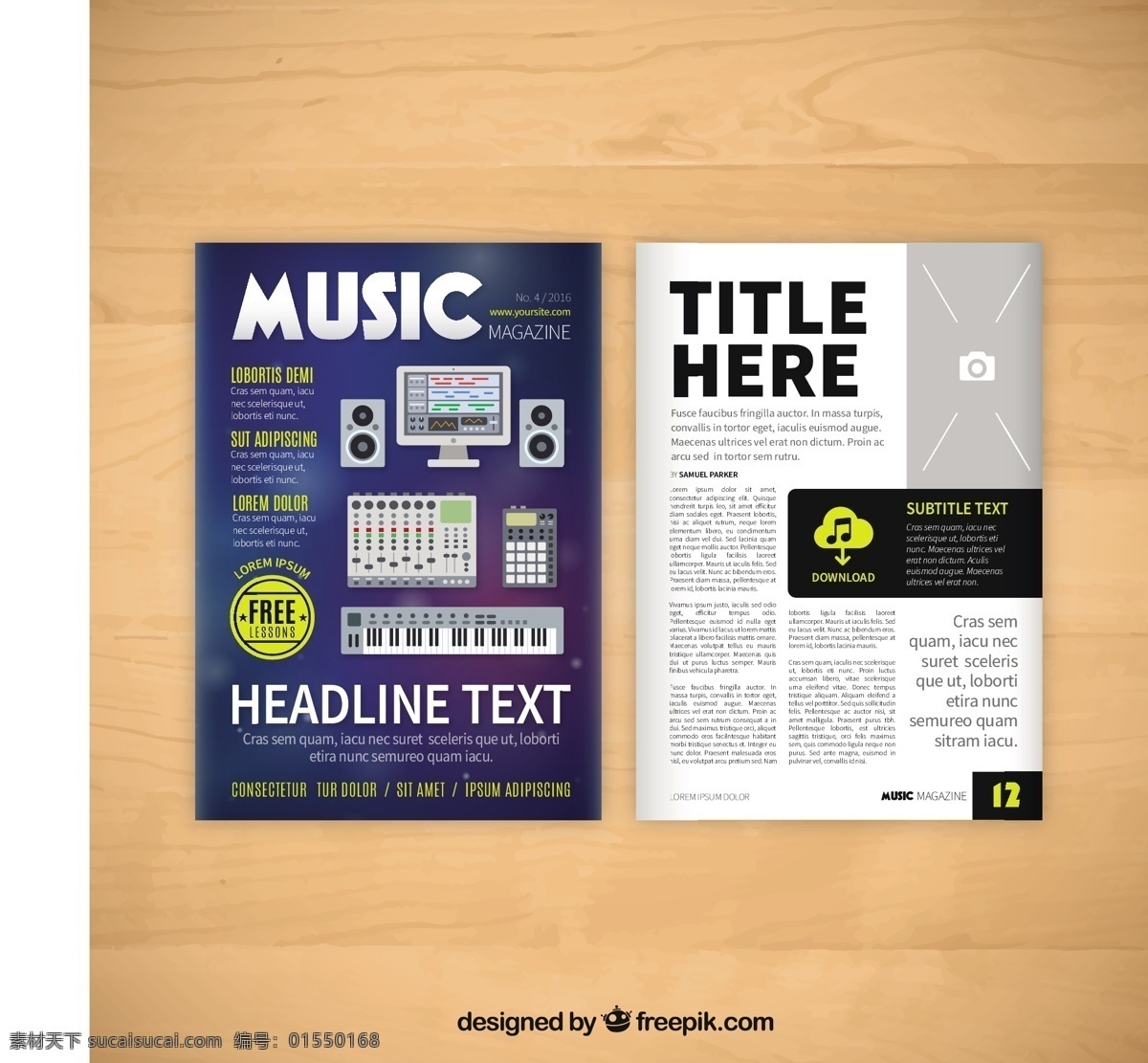 简单 音乐杂志 模板 小册子 商务 音乐 传单 杂志 文本 资料 宣传单 文具 报告 杂志模板 黄色