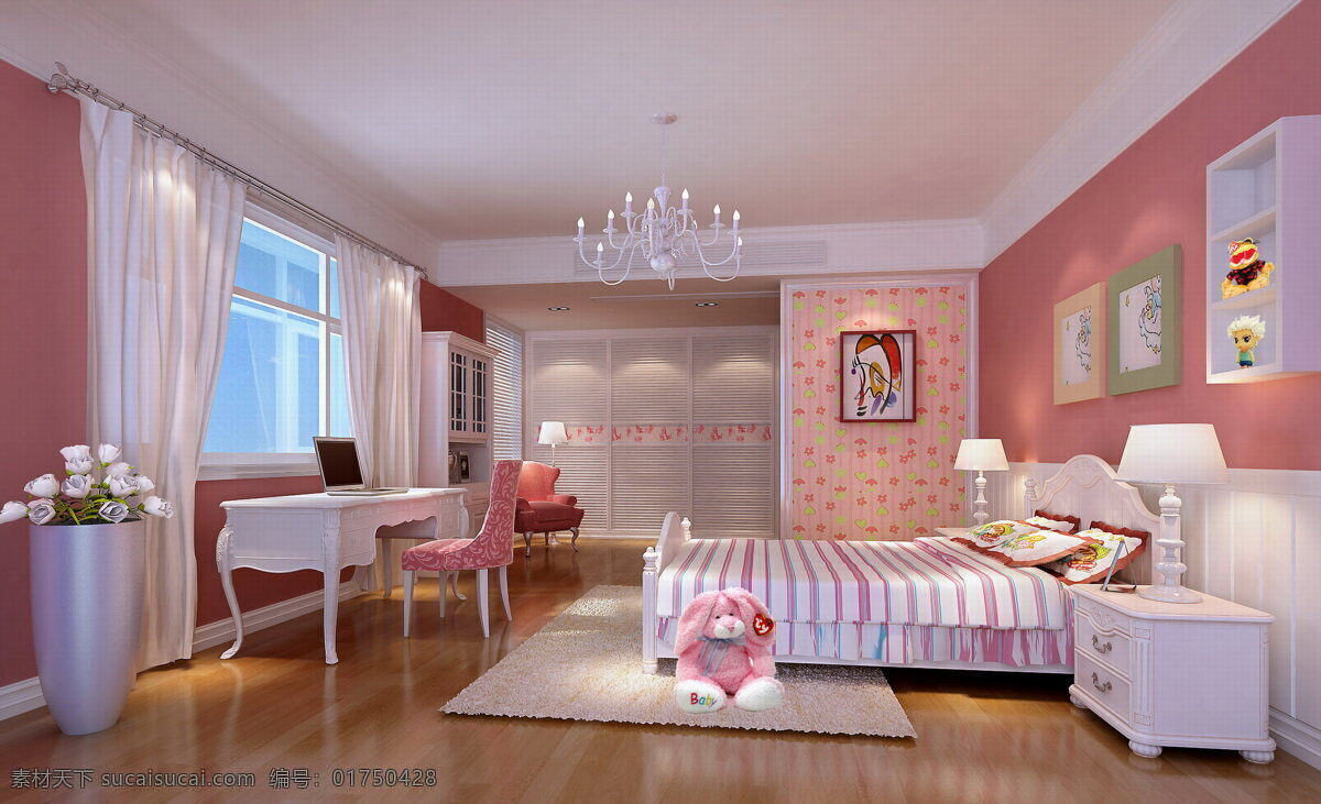 粉色 可爱 卧室 家居装饰素材 室内设计