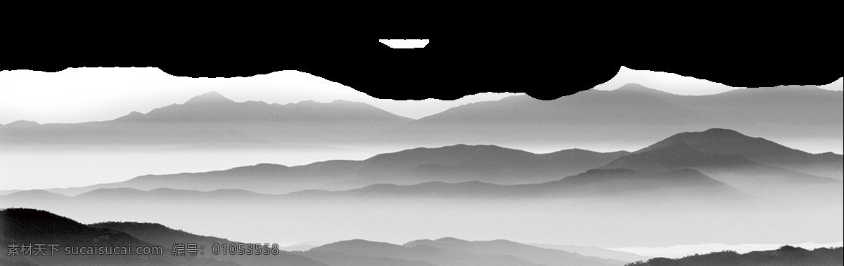 手绘 高山 大雾 水墨画 透明 装饰 黑色 画画 灰色 免扣素材 山川 透明素材 装饰图片
