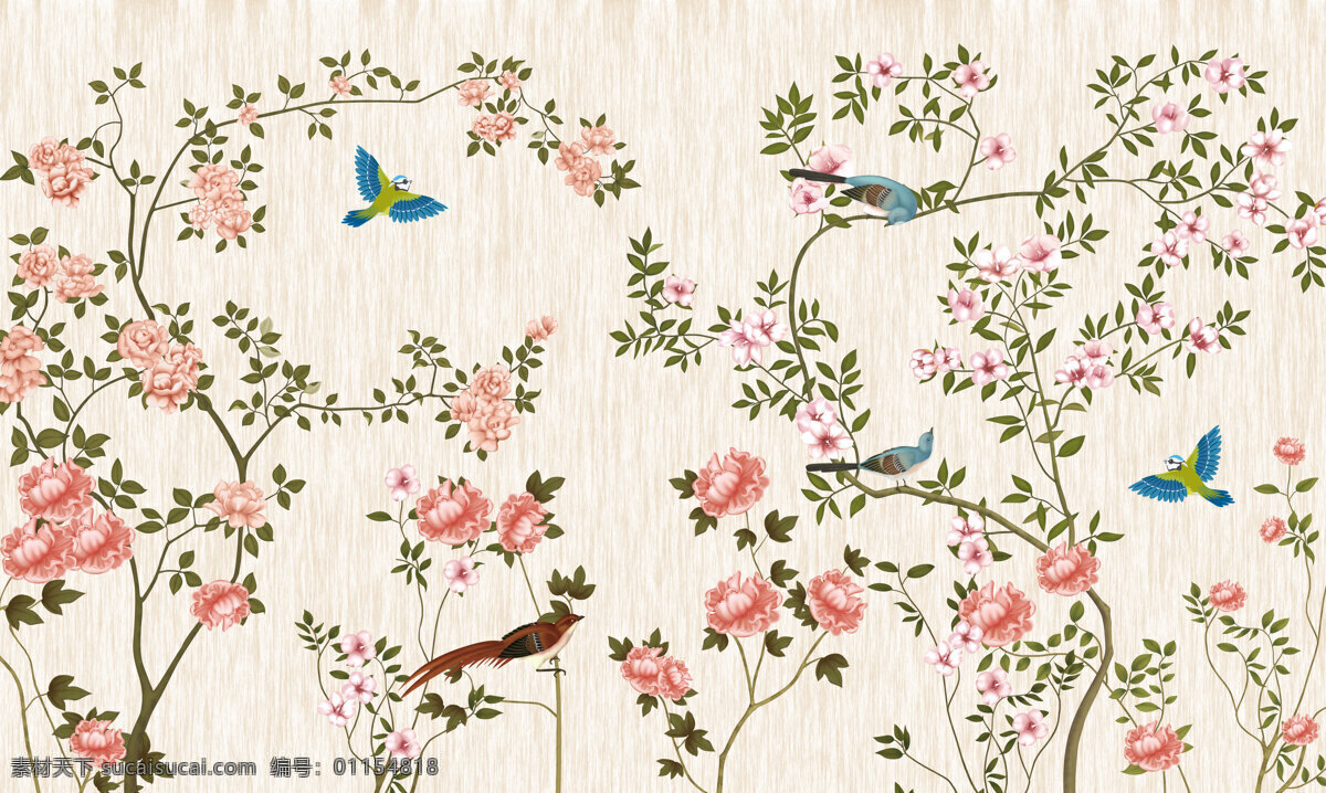 欧美 复古 手绘 浪漫 玫瑰 花树 创意 背景 墙 玫瑰花树 背景墙 3d渲染 效果图