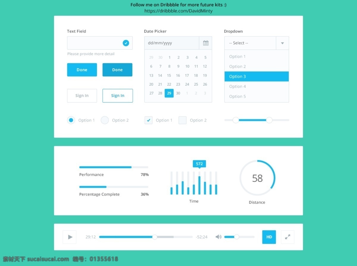 kit下载 扁平化 ui 简约 绿色 数据 ui设计 其他ui设计